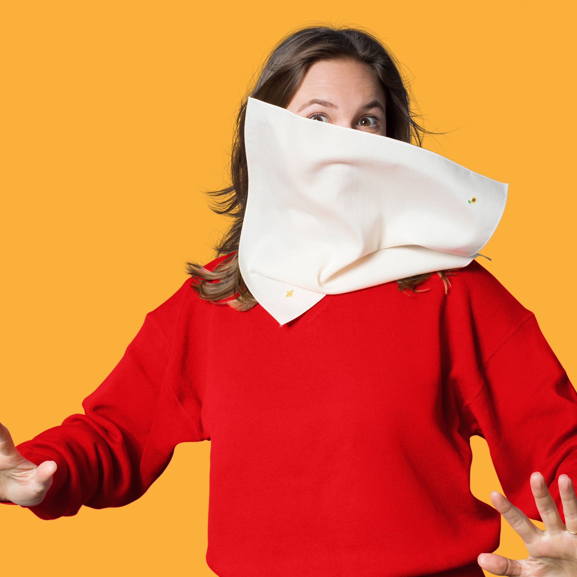 handkerchief organic cotton soft sustainable sunflower embroidery hanky gang